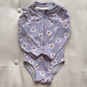 Petit Lem Purple Floral Kids Swim One Piece